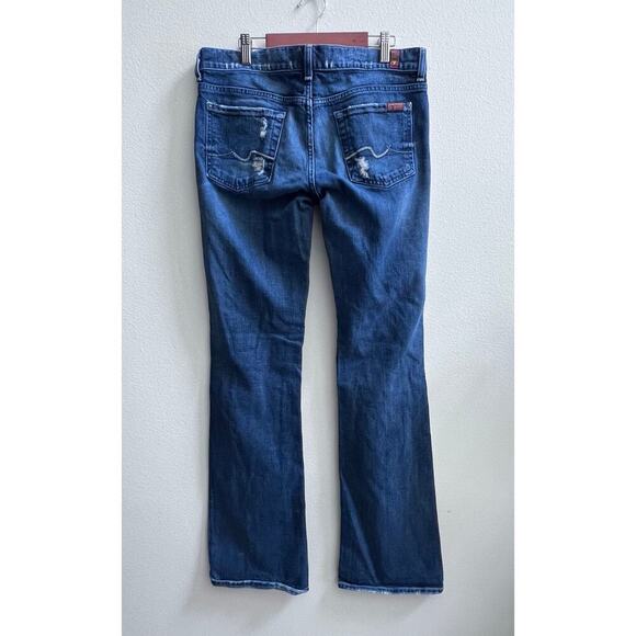 7 For All Mankind Bootcut Mid Rise Women's Jean Size 29 Light Distressed Denim - Picture 2 of 9